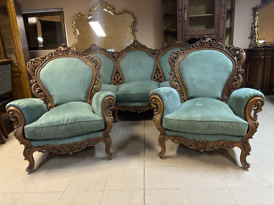Stylowy komplet wypoczynkowy włoski sofa 2 fotele meble stylowe italy