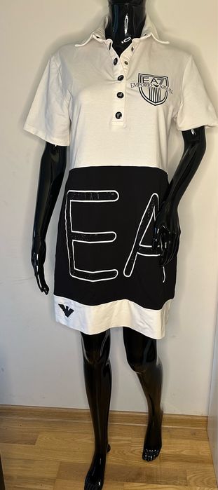 Śliczna bawełniana sukienka Armani czarno  biała ecru nowa bez metki