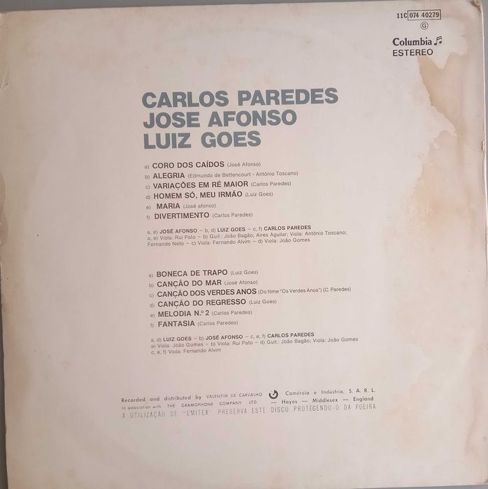 Carlos Paredes, José Afonso, Luiz Goes				- - - - -	LP