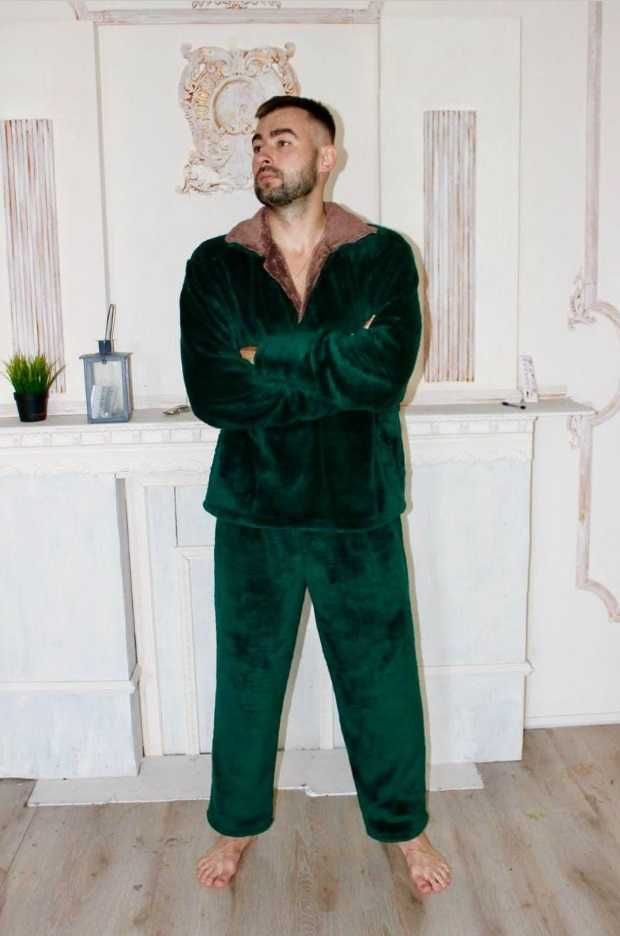 Очень теплая мужская махровая теплая пижама-костюм , размер 46-62