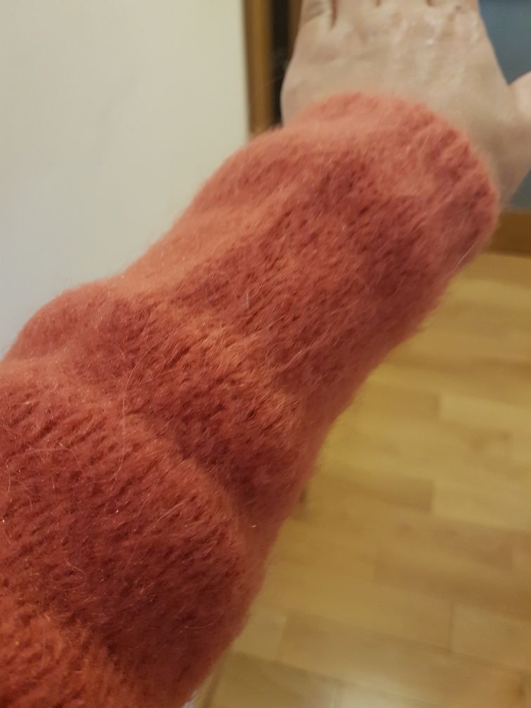 Włoski kardigan M moher wełna