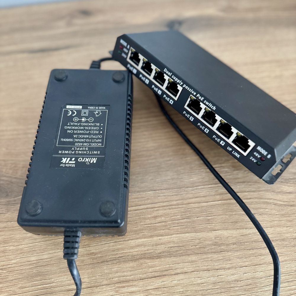 Switch PoE 8 portów 2 tryby pracy, 24V/48V jak nowy