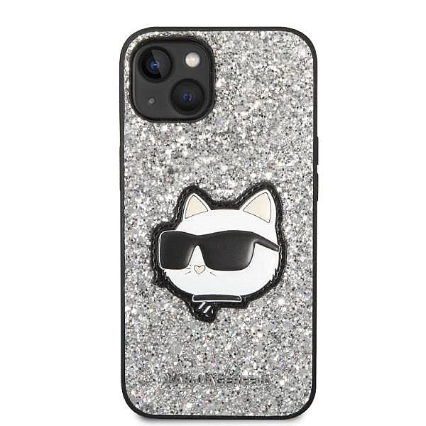 Etui Karl Lagerfeld Glitter Choupette Patch na iPhone 14 Plus - srebrn