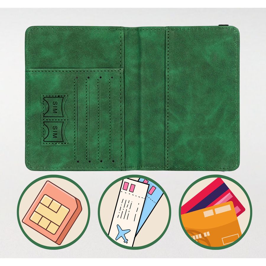 Etui na dokumenty/paszport wykonane ze skóry ekologicznej w zielonym