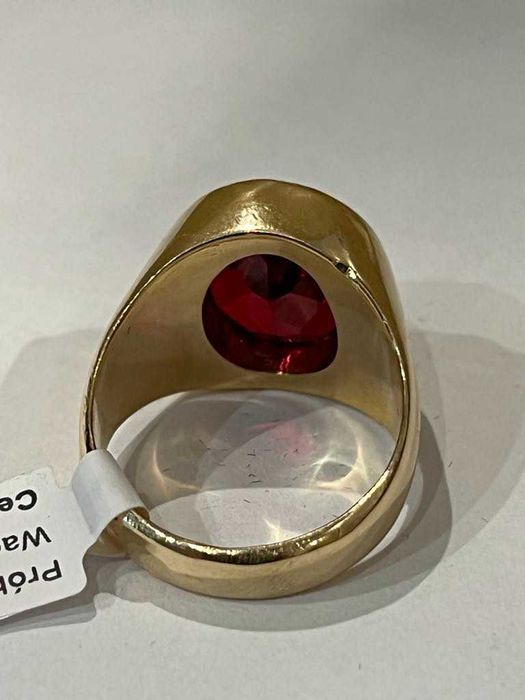 Złoty sygnet z nat. rubinem, pr585, rozm 23, 19.86gr/Komis Krzysiek