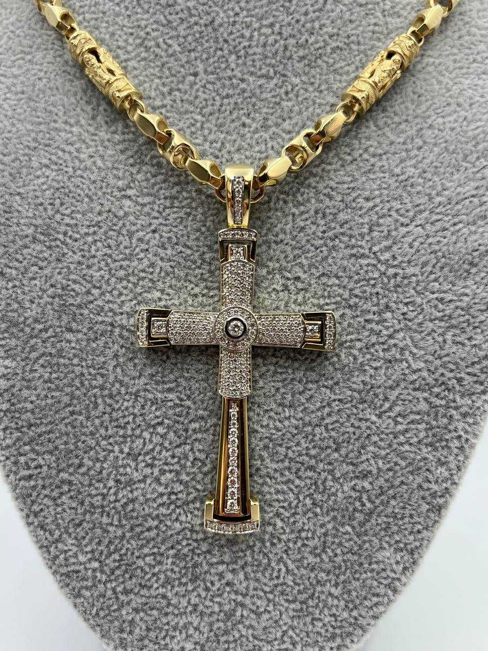 Złote krzyżyk z brylantami 1.4ct