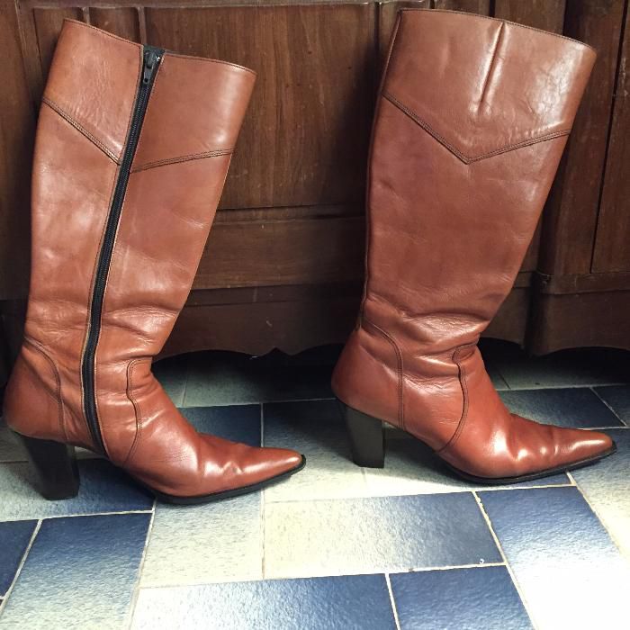 Bota Senhora Camel Pele Genuina