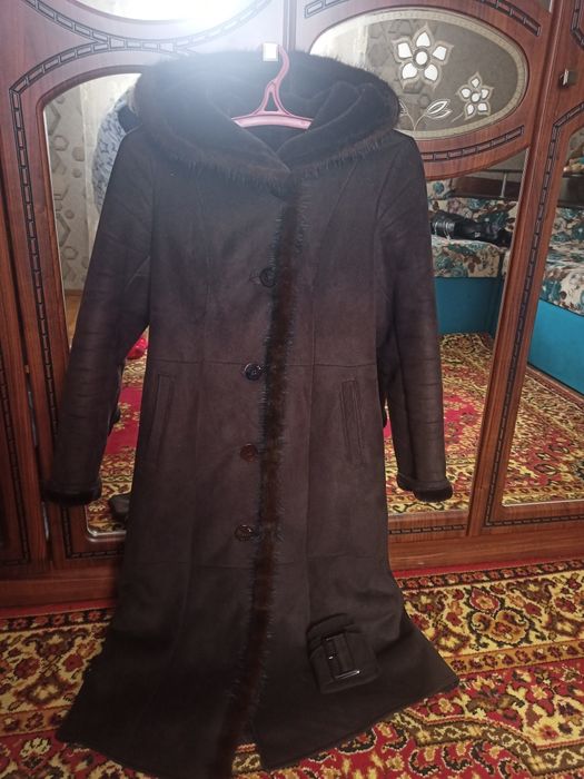 Пальто замш,довге стан ідеал