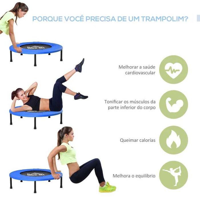 Trampolim de Aço com Borda Protetora - 81x81x22,5cm - Preto e Azul