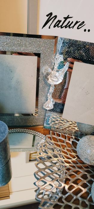 Zestaw Glamour zasłona firanka lusterko ramki