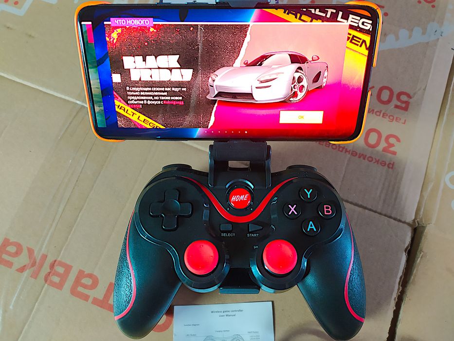 Беспроводной игровой джойстик Terios T3/X3 (чёрный) с держателем