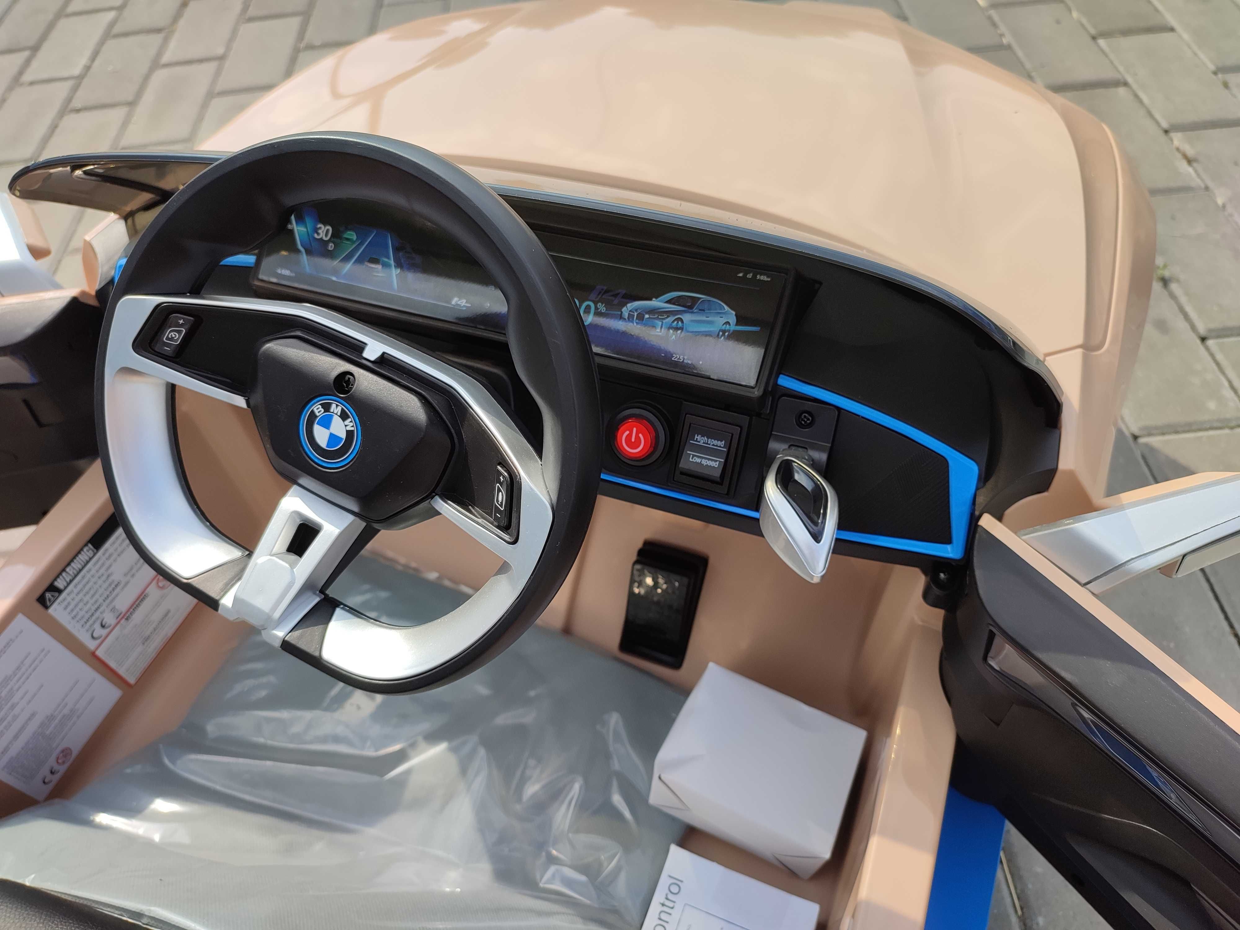 Autko BMW I4 na akumulator dla dzieci  + EVA + Ekoskóra + Pilot