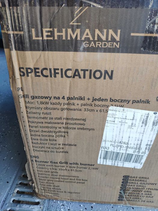 Grill gazowy Lehmann Ohio 4+1 - nowy, nieużywany