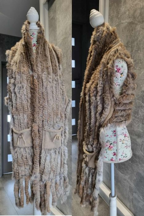 Futrzana kamizelka futro naturalne królik