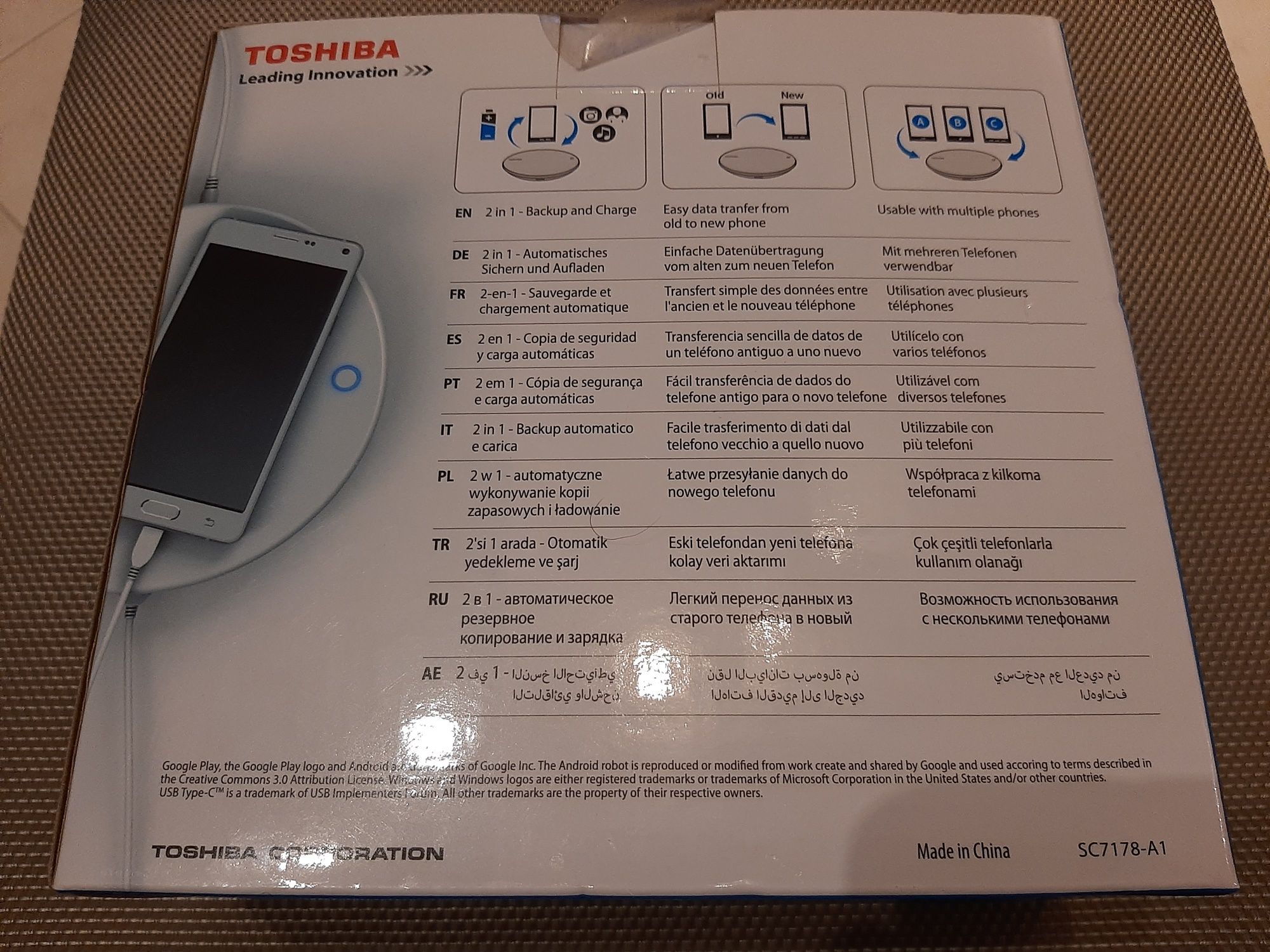 Disco Externo Toshiba Canvio para Smartphone Android - 500GB - Branco