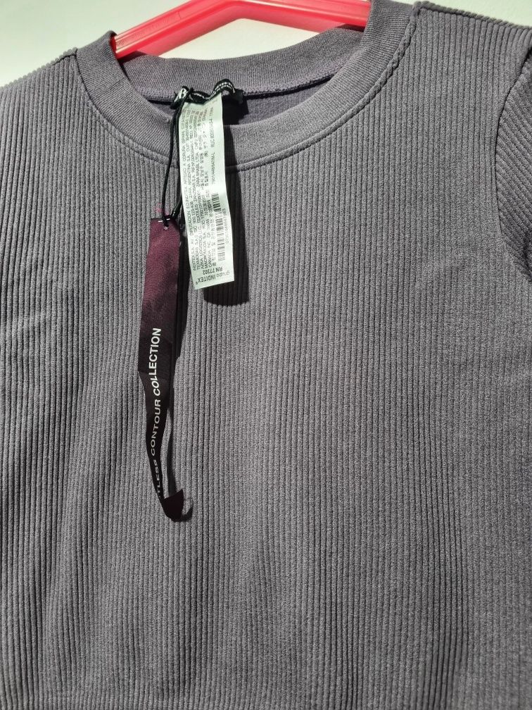 Fioletowy Crop top, Prążek, Zara, r. 40 ( L ) nowa bez metki