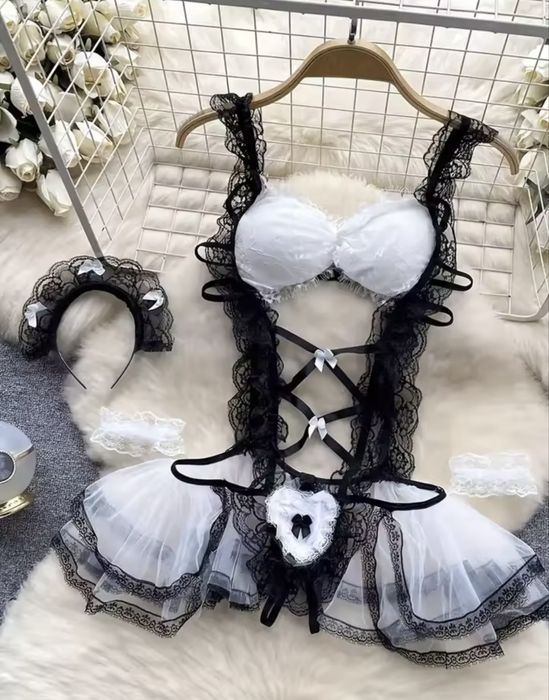 костюм горничной, костюм для ролевых игр,боди, сексуальное белье
