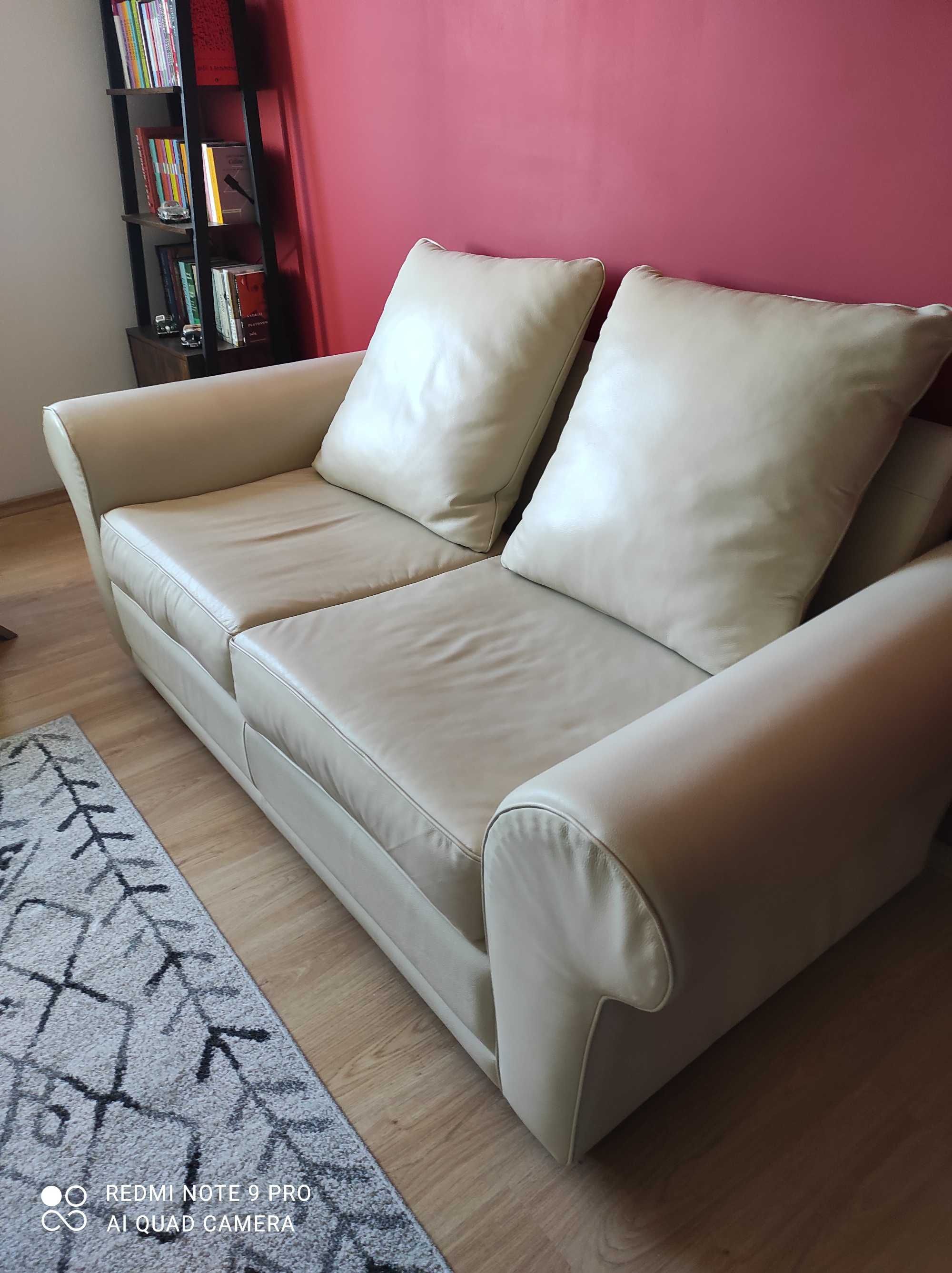 Sofa 2 osobowa z funkcją spania - skóra naturalna