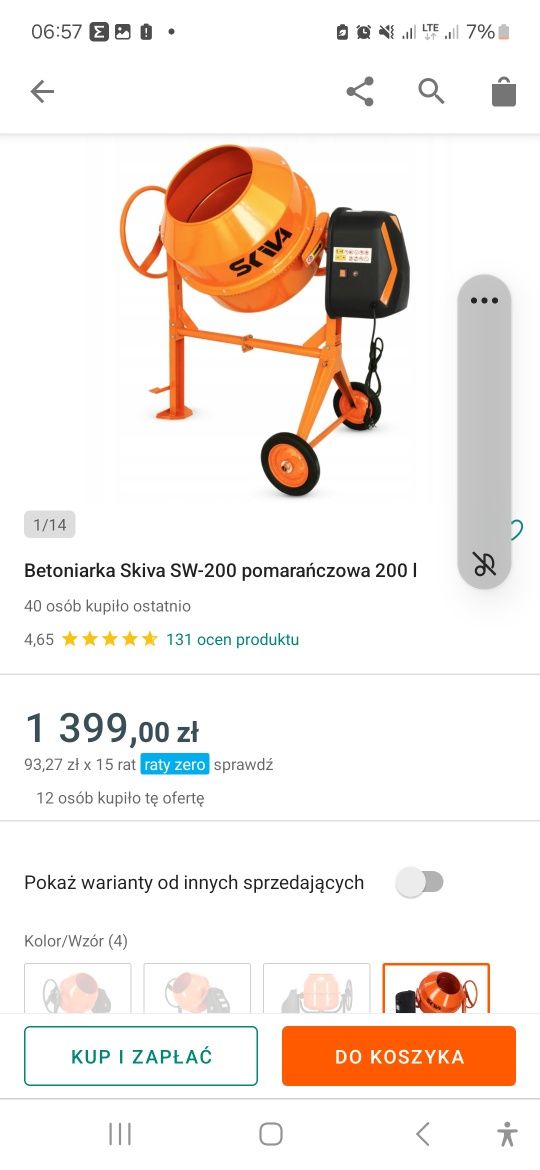 Sprzedam nową betoniarkę 200l 230v