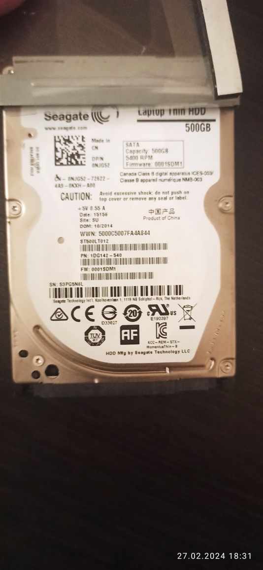 Жорсткий диск Seagate laptop thim hdd 500gb
