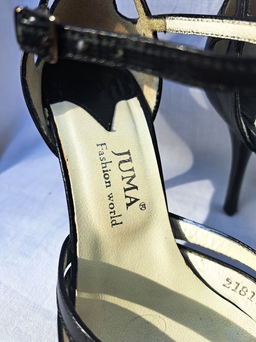 skórzane czarne eleganckie szpilki JUMA - buty na obcasie