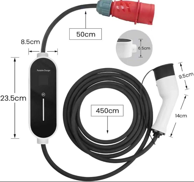 Carregador Portátil 11 kw - 16A -Tipo 2 - Eletricos e Hibridos
