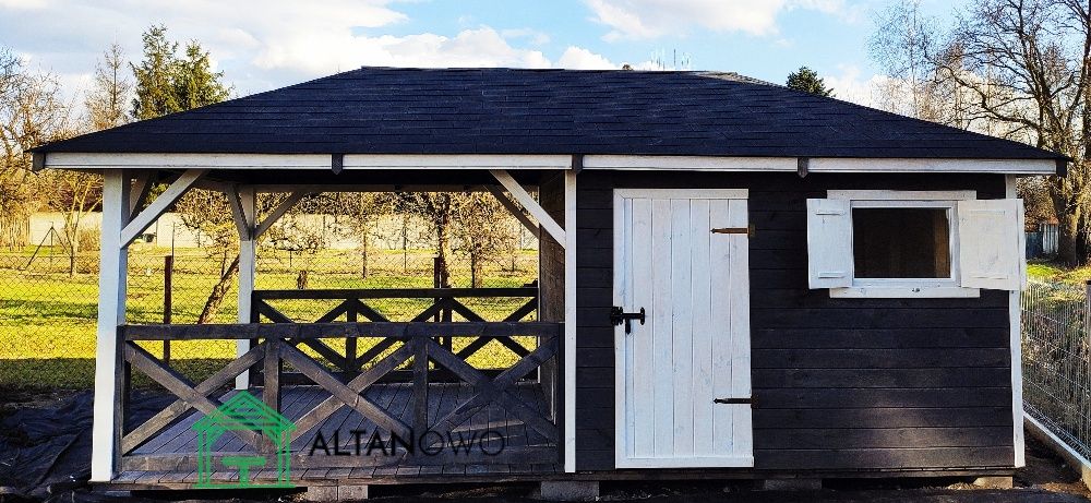 domek narzędziowy 2w1 drewutnia altana wiata altanka 3x3 4x4