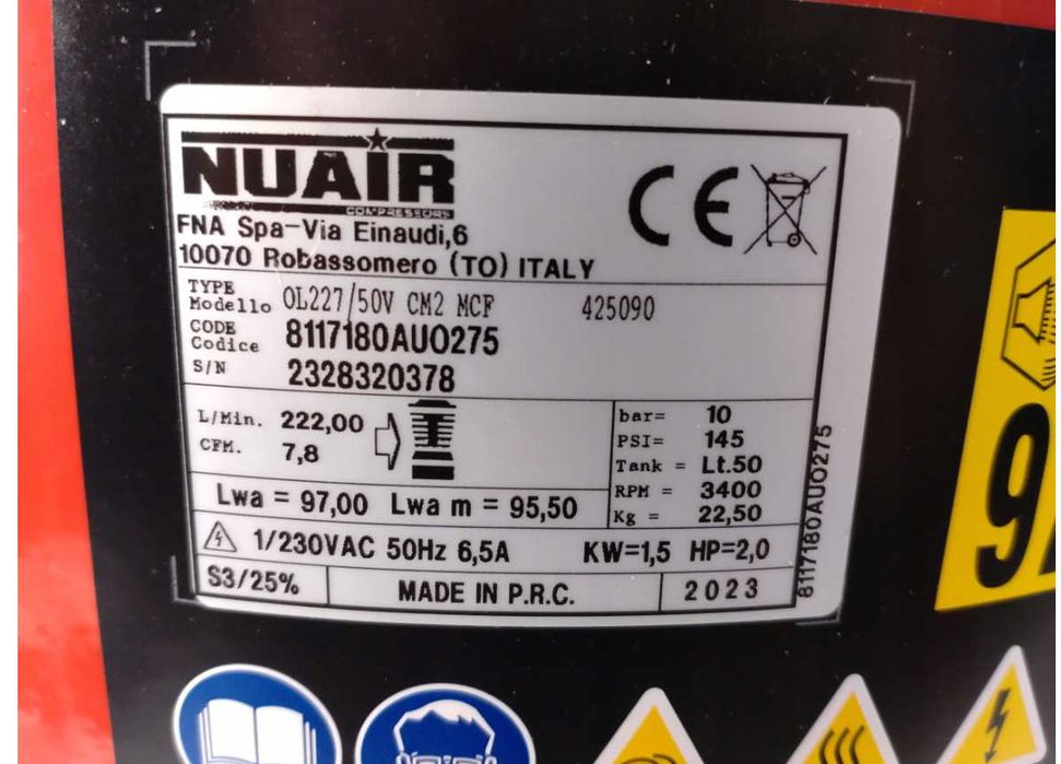 Kompresor Powietrza MECAFER FIFTY Pionowy 1500 W 50 L