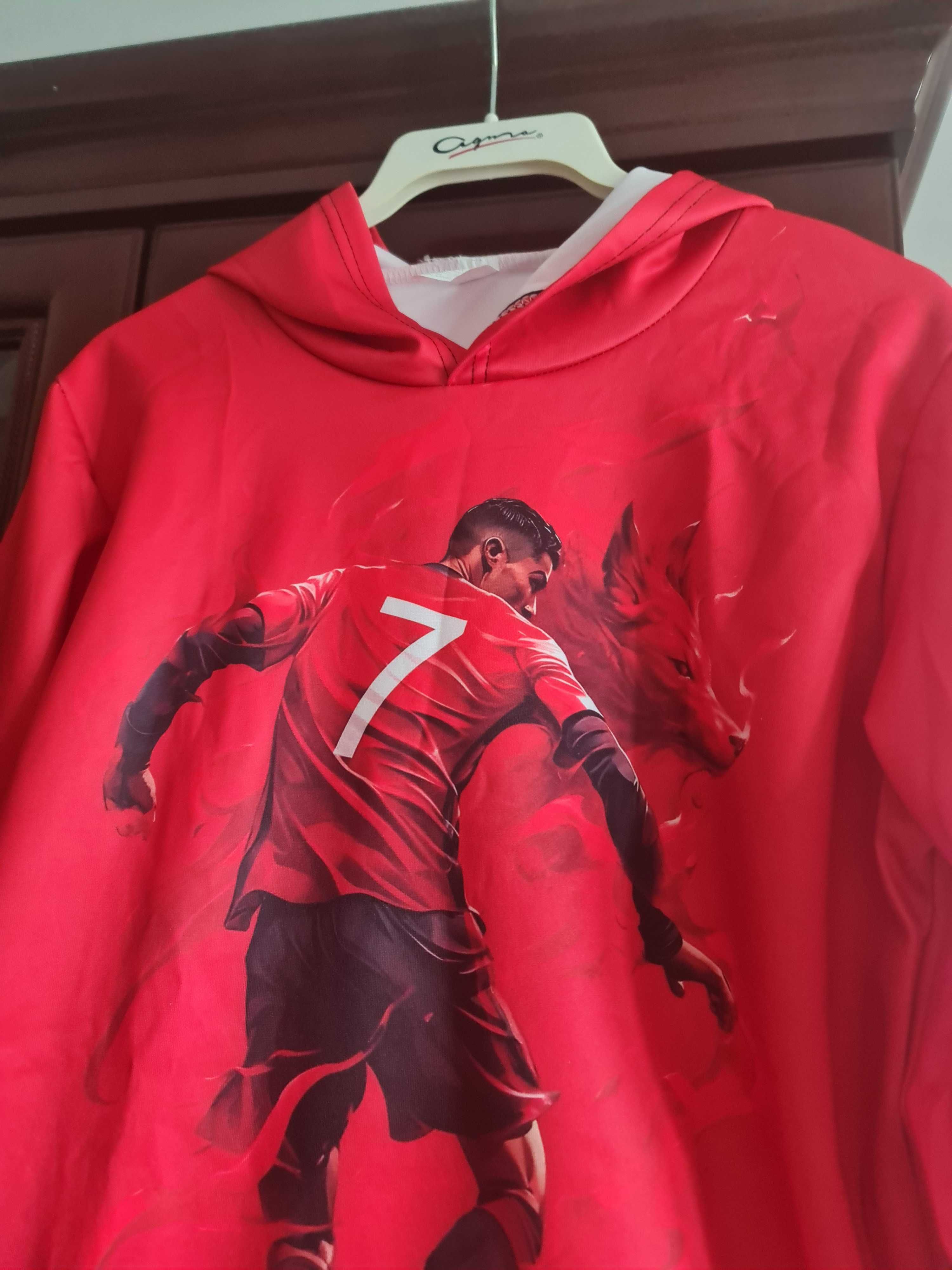 Bluza z kapturem 152/158. Chłopięca . Nadruk -znany piłkarz Ronaldo