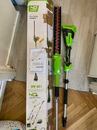 Akumulatorowe nożyce do żywopłotu Greenworks G40PHAK2 na tyczce, 51 cm