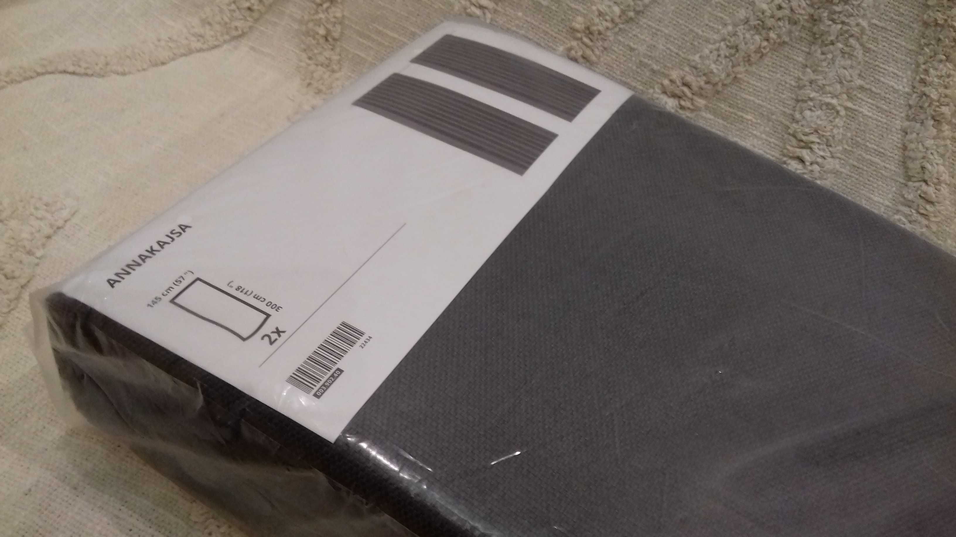Zasłony IKEA ANNAKAJSA 145x300 szary grube kotary zaciemniające