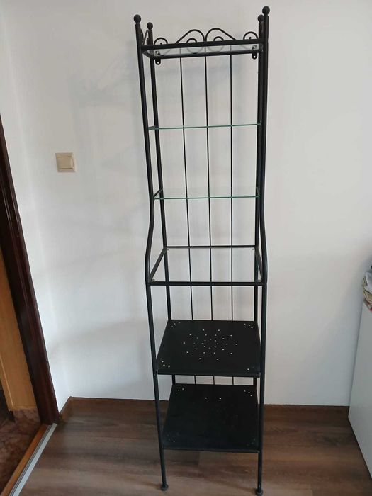 Elegancki regał łazienkowy, stal + hartowane szkło