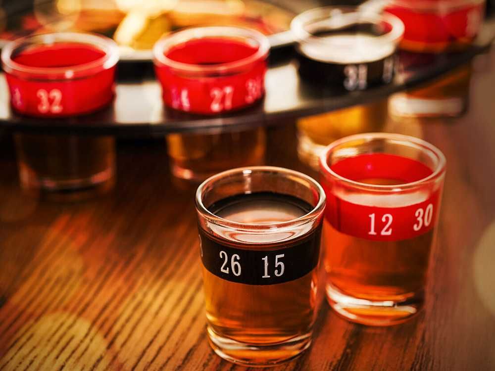 Alkoholowa gra ruletka imprezowa+kieliszki 16szt