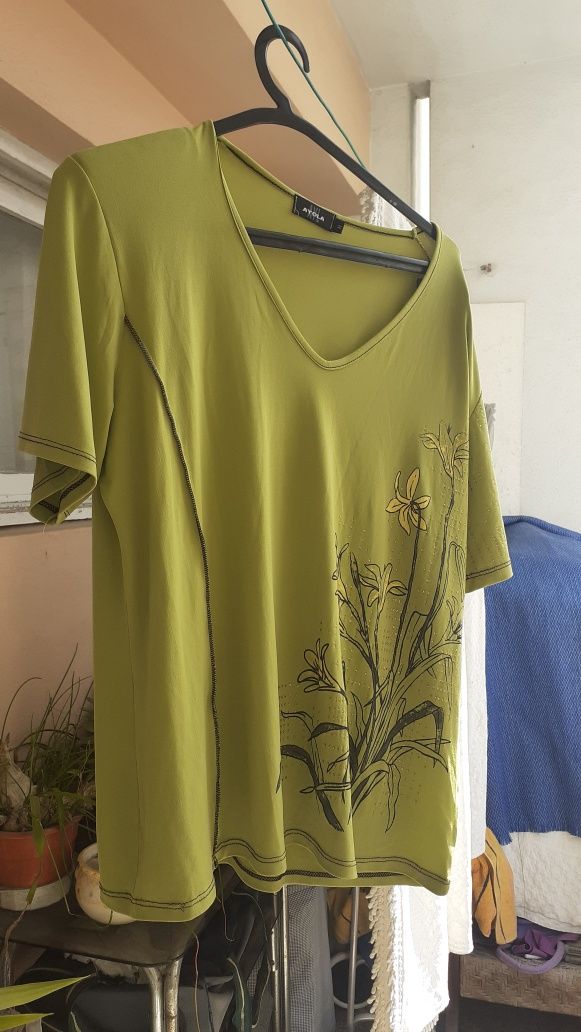 Blusa de malha de seda verde limão  tamanho m l comestampa castanha e