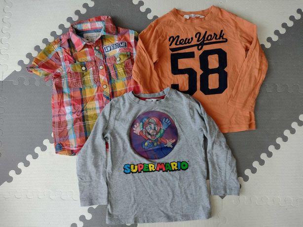 Zestaw koszula, koszulki, bluzki H&M r.98/104