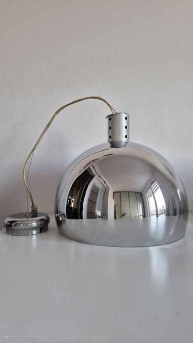 Lampa sufitowa kula metalowa srebrna klosz metalowy