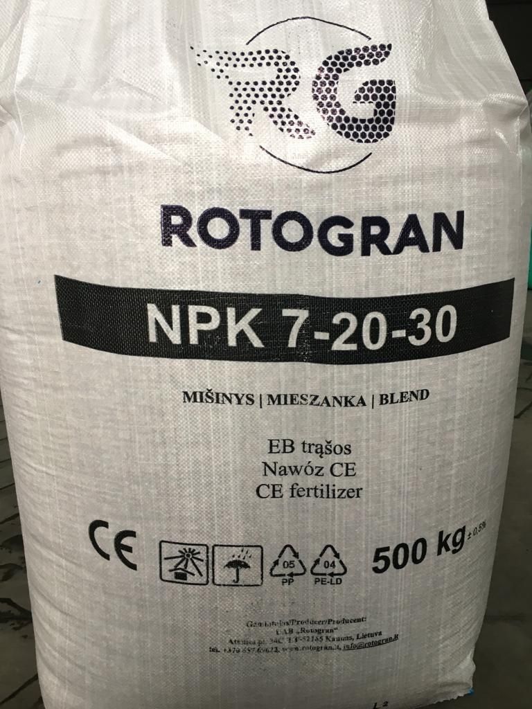 Nawozy NPK 7-20-30 wieloskładnikowe azotowe rsm.