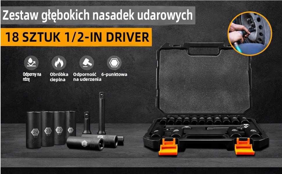 MOCNE! NASADKI UDAROWE 1/2 Zestaw Nasadek Udarowych 10-24 Nowe 15 szt