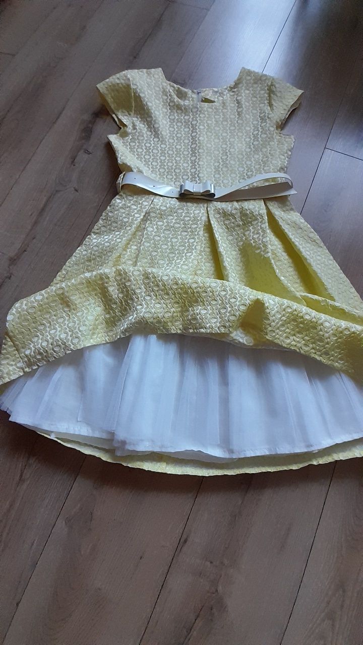 Sukienka żółta  na wesele, komunię 152 cm