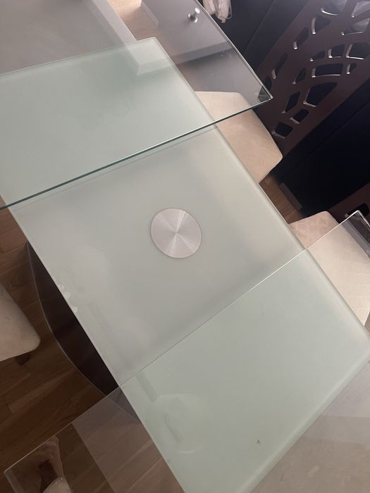 Stół rozkładany szklany 140-180cm + 6 krzeseł