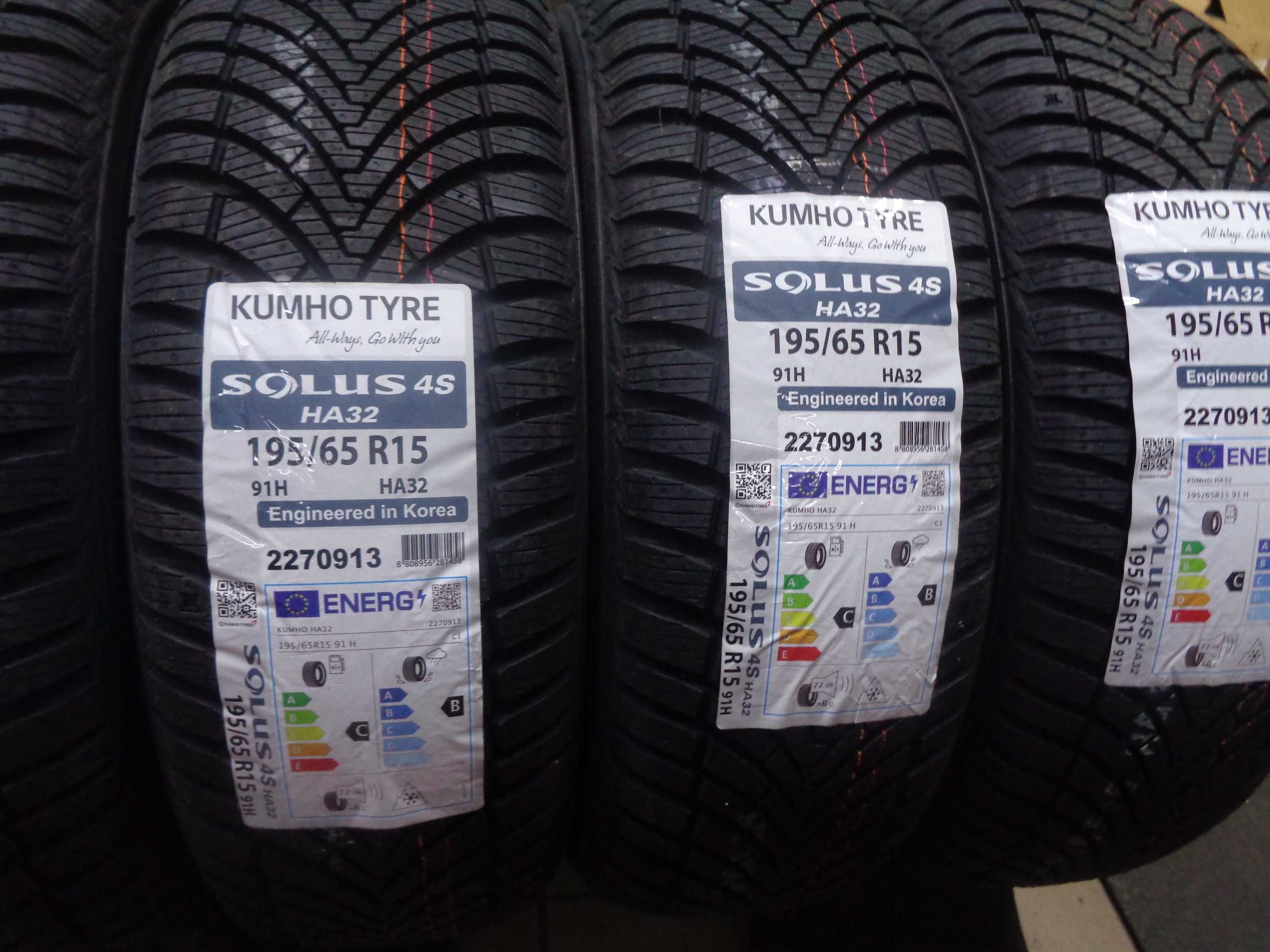 195/65R15 KUMHO Solus 4S HA32 , Nowe Opony Całoroczne , ADAC Ranking