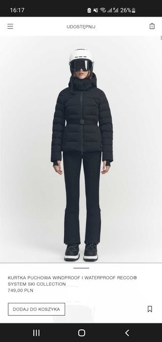 ZARA Nowa Kurtka na narty termiczna do-16c wiatroodporna iwodoodpornaM