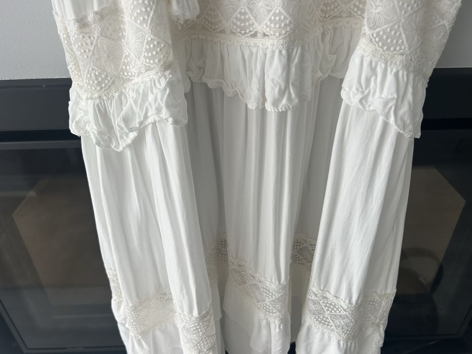 Vestido branco longo de renda Joiola (novo, original do Brasil)