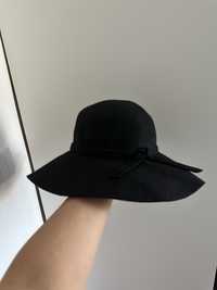 Welniany kapelusz elegancki klasyczny czarny 57 cm