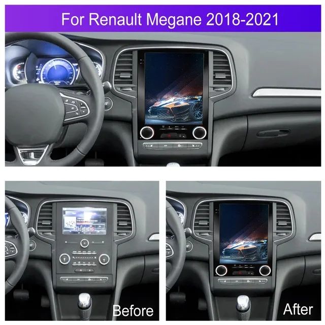 Rádio vertical 9,7" Android Renault Megane 2018-21 GPS Carplay Wi-Fi