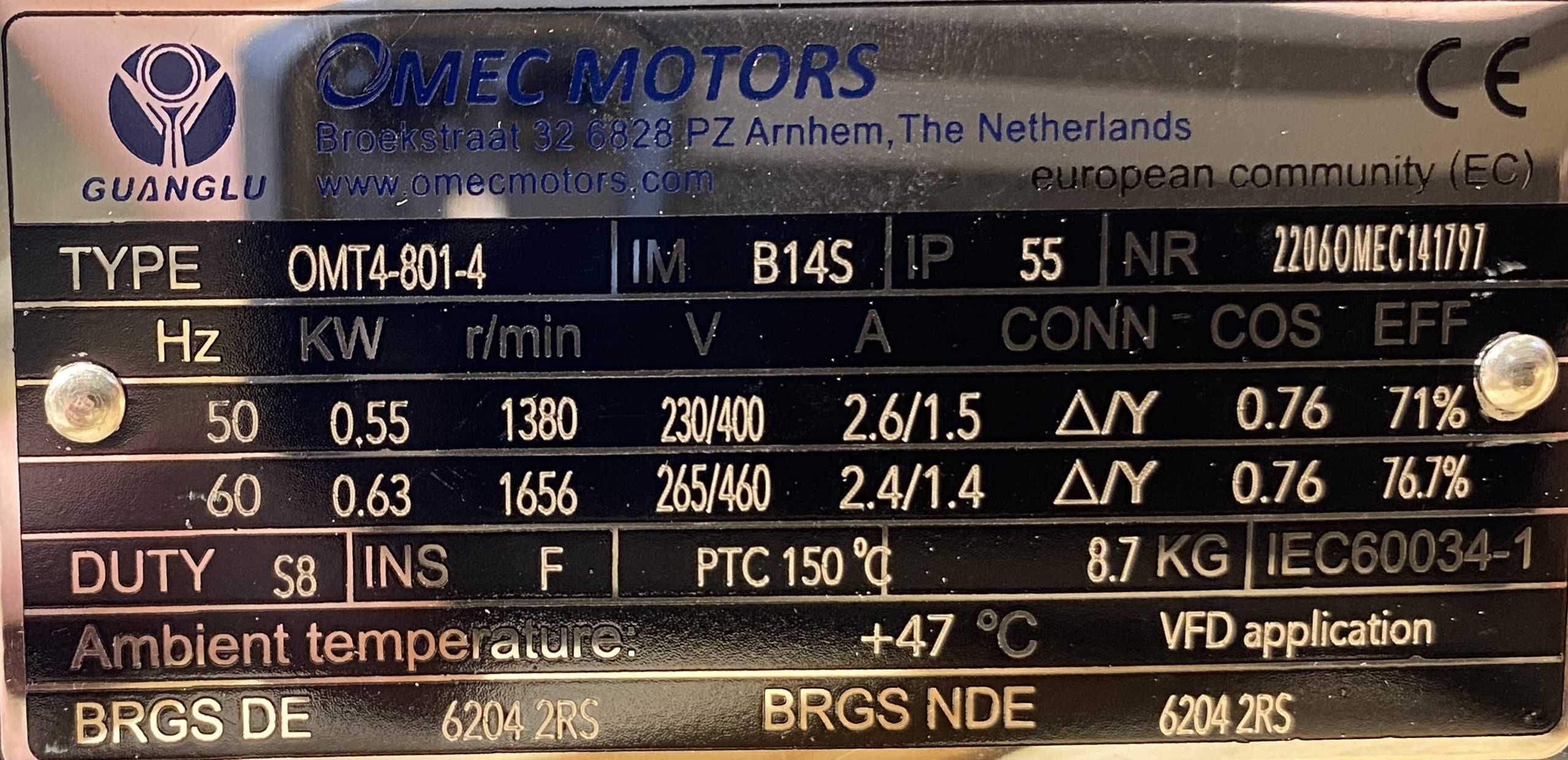 motoreduktor / przekładnia 0,55kW 69obr. 3fazowy