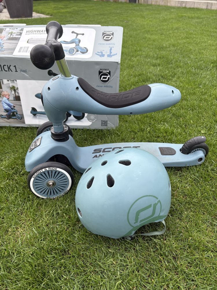 Hulajnoga scoot and ride rowerek biegowy z kaskiem