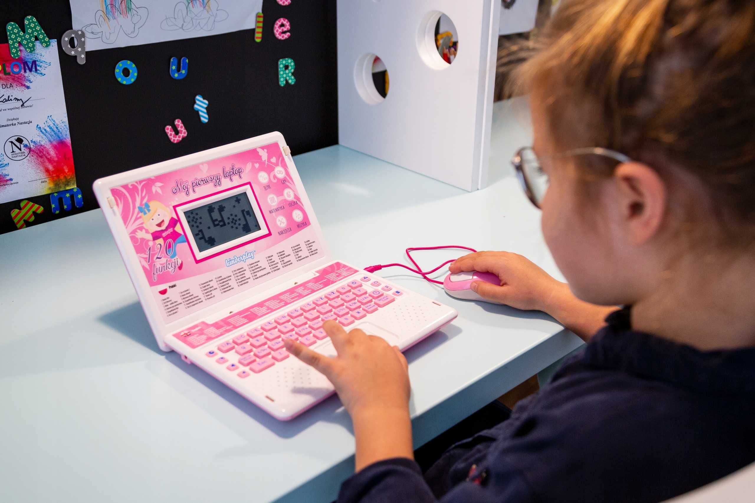 Laptop edukacyjny Kinderplay różowy 120 opcji