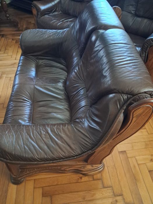 Komplet wypoczynkowy skorzany 3+2