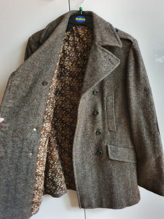 Płaszcz wełniany Liu Jo w jodełkę vintage 36 38